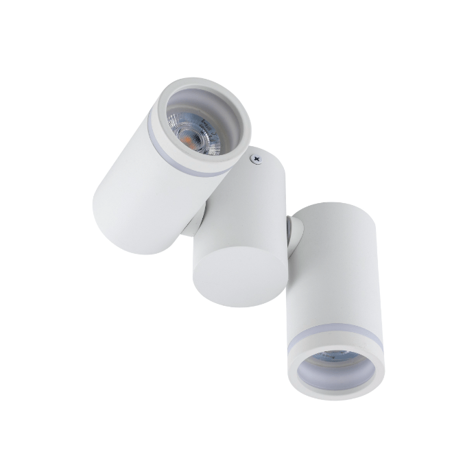 Regulowany biały kinkiet Jet Set z podwójnym obrotowym spotem