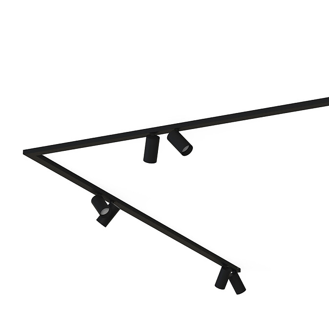 Czarny zestaw narożnikowej lampy szynowej Corner VIII 2x200 cm
