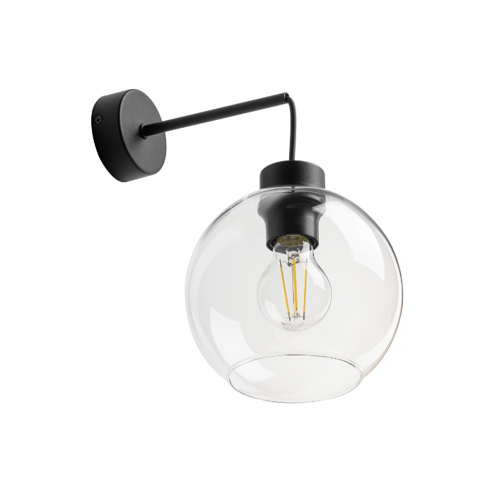 Loftowy kinkiet w formie przezroczystej szklanej kuli Cubus