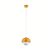Żółta wisząca lampa Bono TK z mleczną kulą o średnicy 17 cm