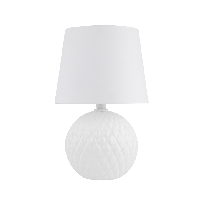Biała lampa stołowa Santana o wszechstronnym wzornictwie