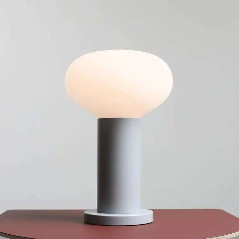 Lampka stołowa Flo Grey 19 szara z mlecznym szklanym kloszem