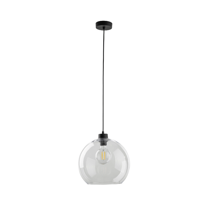 Przezroczysta wisząca lampa szklana Cubus w kształcie bezbarwnej kuli