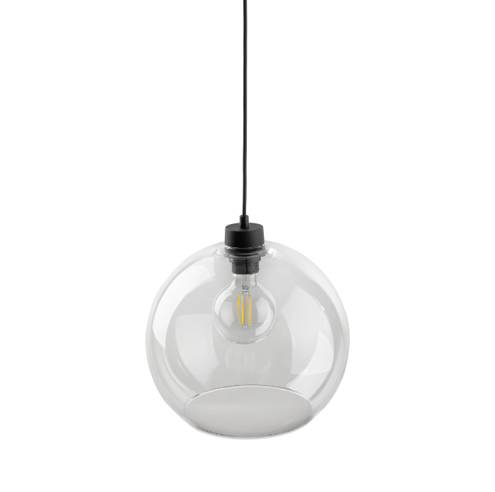 Przezroczysta wisząca lampa szklana Cubus w kształcie bezbarwnej kuli