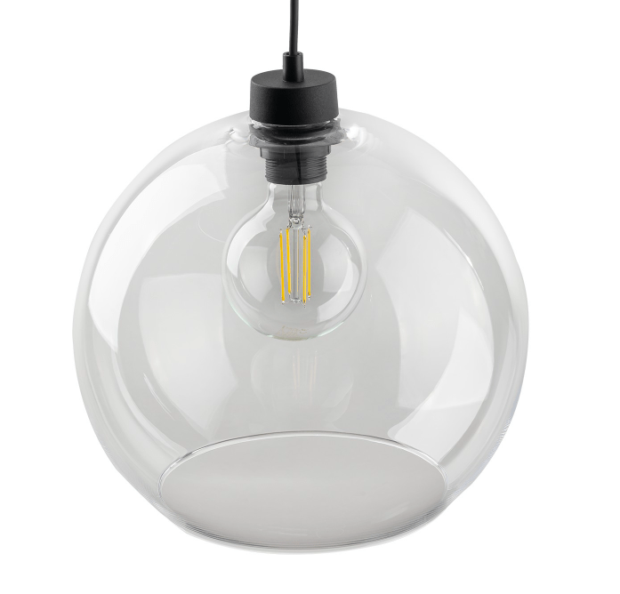 Przezroczysta wisząca lampa szklana Cubus w kształcie bezbarwnej kuli