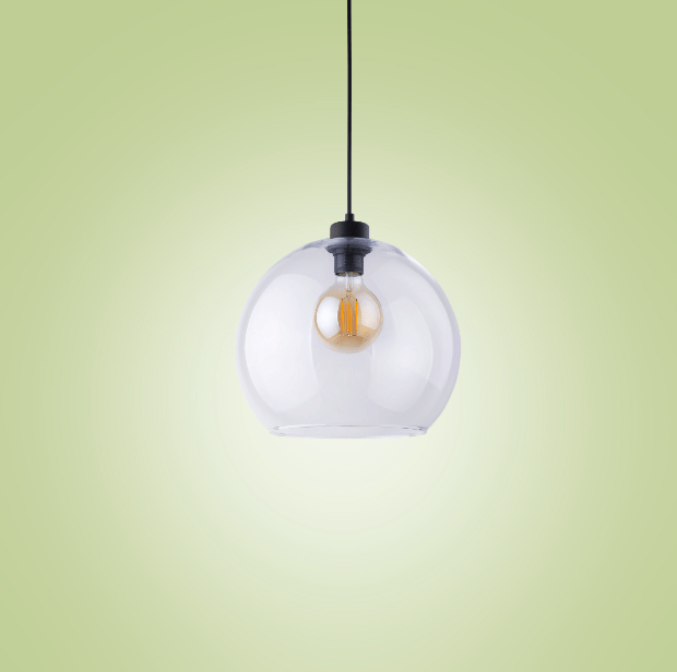 Przezroczysta wisząca lampa szklana Cubus w kształcie bezbarwnej kuli