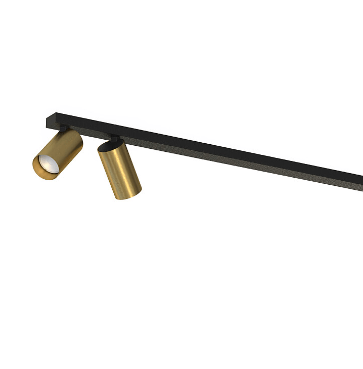 System szynowy Mono IV z czterema reflektorami wykonanymi z mosiądzu na listwie