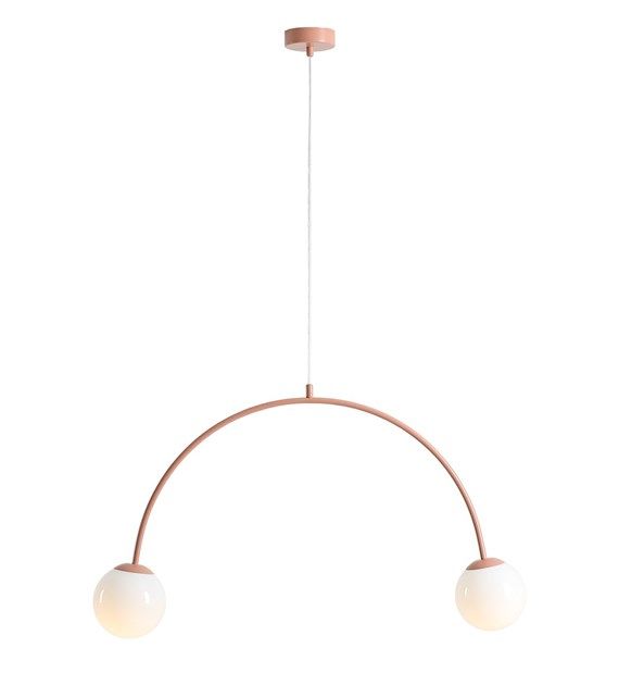 Koralowa wisząca lampa Una 2 w kształcie kul – idealna do gabinetu