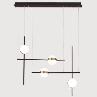 Geometryczna wisząca lampa Cuba z mlecznymi kloszami LED