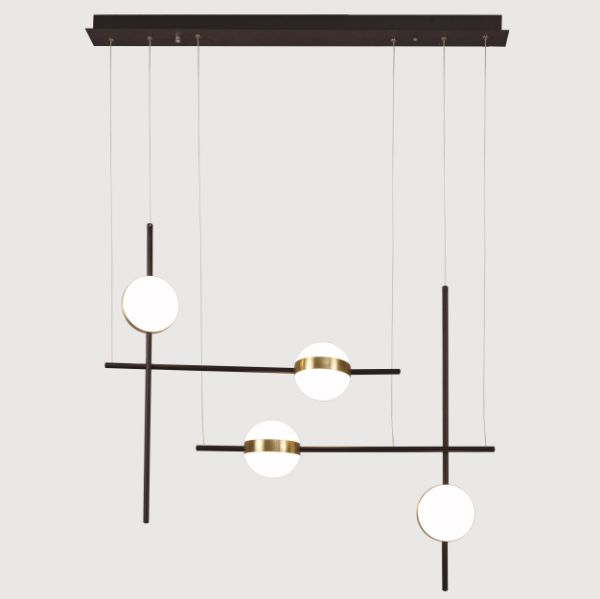 Geometryczna wisząca lampa Cuba z mlecznymi kloszami LED