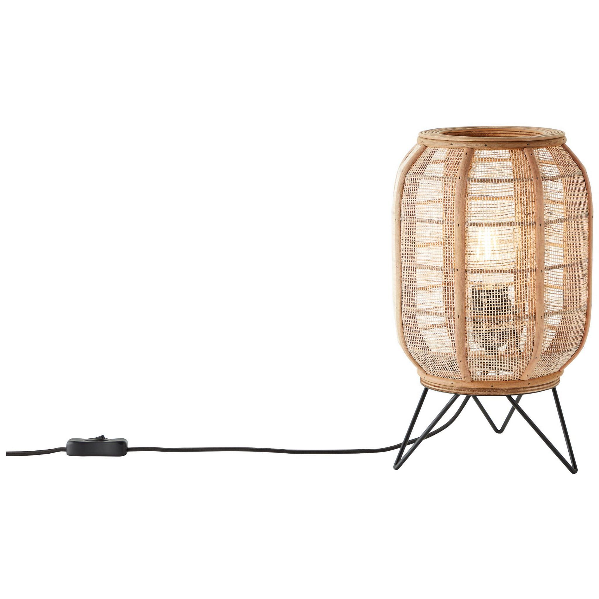 Dekoracyjna nocna lampka Tanah z plecionki lnianej i bambusowej