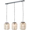 Wisząca lampa Tanah z trzema lnianymi abażurami w naturalnym stylu