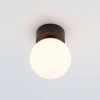 Czarna sufitowa lampa Kier S z białym kloszem w kształcie kuli