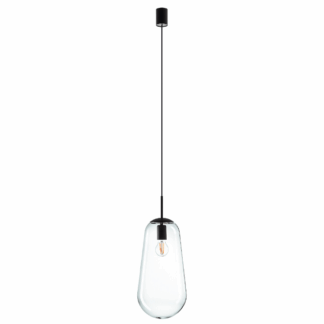 Czarna wisząca lampa Pear L z transparentnym, designerskim kloszem