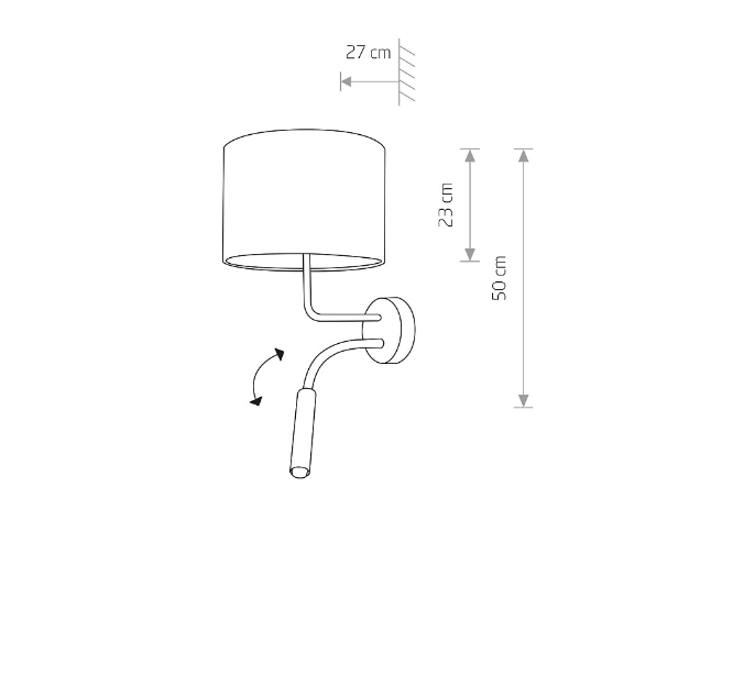 Biała lampa ścienna Hotel Plus z oczkiem do czytania