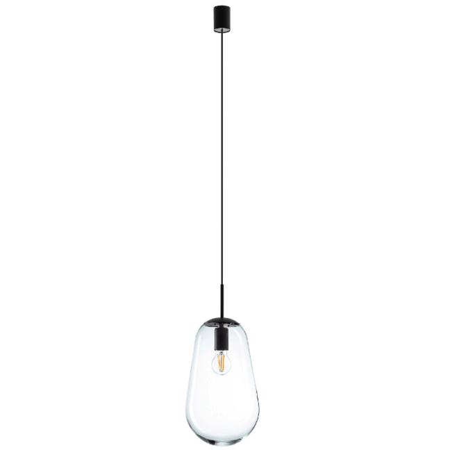 Owalna wisząca lampa Pear M ze szklanym, transparentnym kloszem