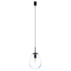 Wisząca lampa Pear S z przezroczystego szkła z czarnymi akcentami