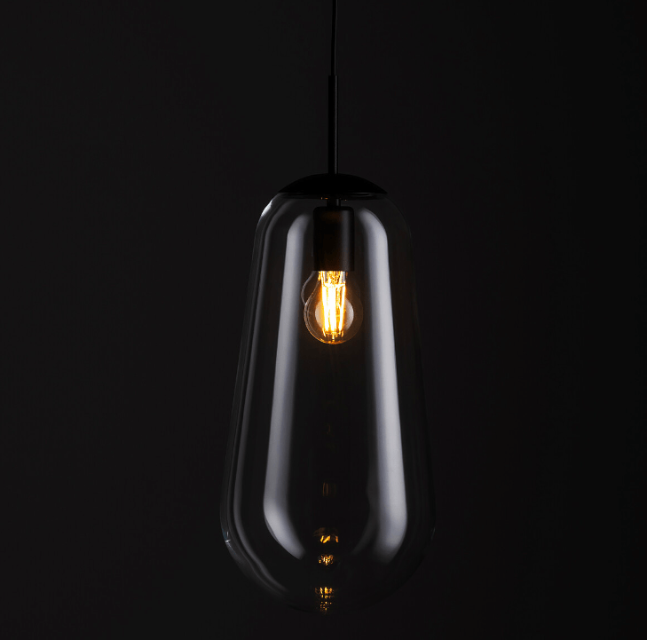 Czarna wisząca lampa Pear L z transparentnym, designerskim kloszem