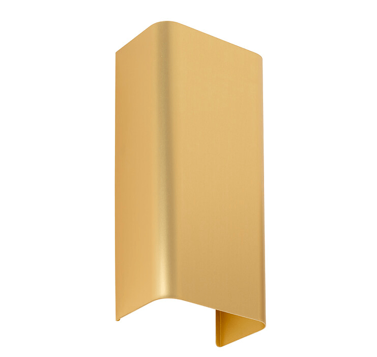 Złoty kinkiet Bergen o prostokątnym kształcie, emitujący dekoracyjne światło w górę i w dół