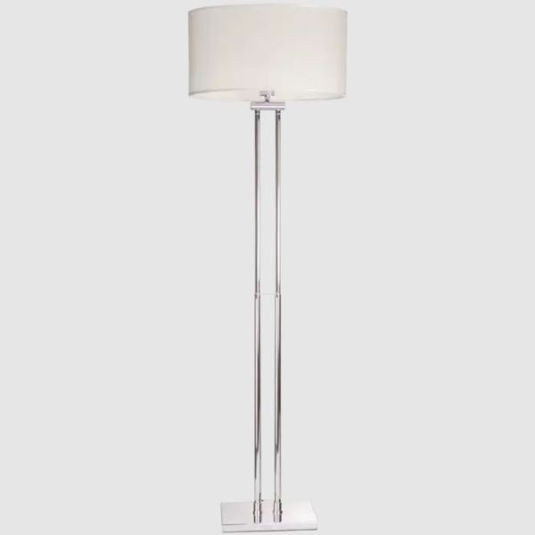Srebrna lampa podłogowa Athens z eleganckim abażurem