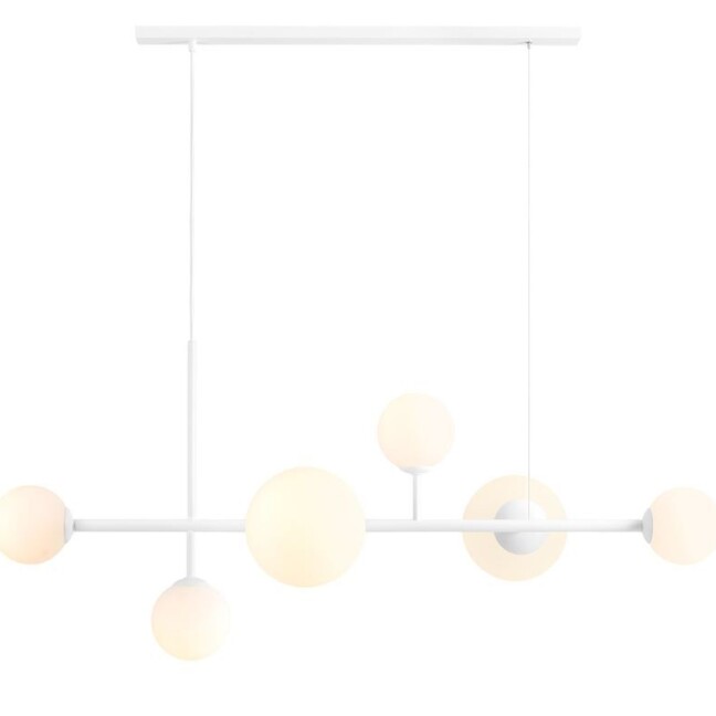 Nowoczesna wisząca lampa Dione w formie białej listwy