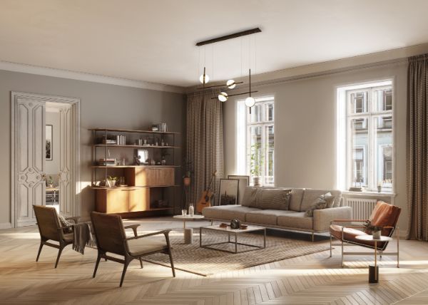 Geometryczna wisząca lampa Cuba z mlecznymi kloszami LED