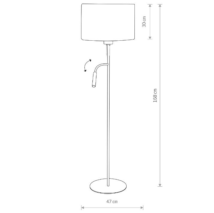 Stojąca lampa Hotel Plus w czarno-szarym kolorze z dodatkowym punktem do czytania