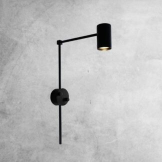 Nowoczesny, regulowany kinkiet Dakata w kolorze czarnym