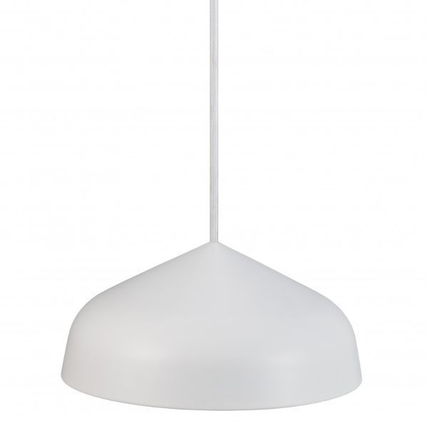 OUTLET Biała wisząca lampa LED Fura od DFTP z szerokim kloszem