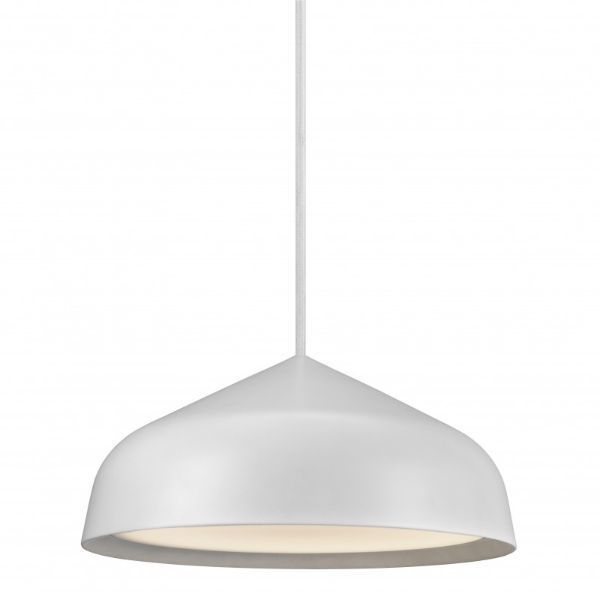 OUTLET Biała wisząca lampa LED Fura od DFTP z szerokim kloszem