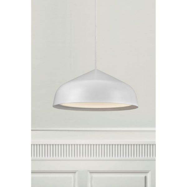 OUTLET Biała wisząca lampa LED Fura od DFTP z szerokim kloszem