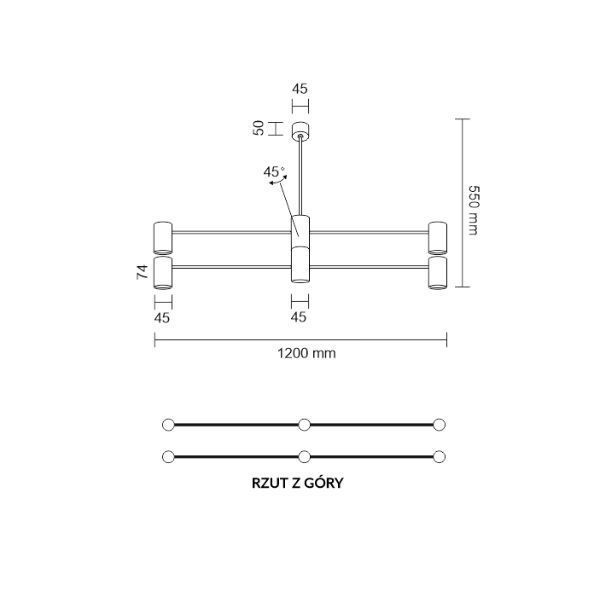 Lampa sufitowa Dakata z czarnymi tubami i czterema źródłami światła