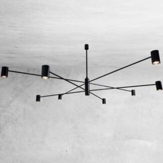 Czarna, duża lampa sufitowa Dakata 8