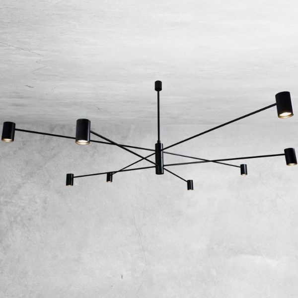 Czarna, duża lampa sufitowa Dakata 8