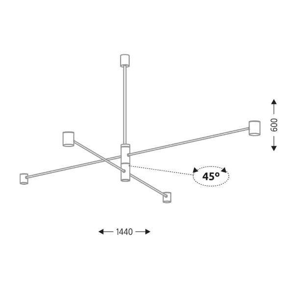 Biała wisząca lampa Sakata z regulowanymi ramionami i oświetleniem LED