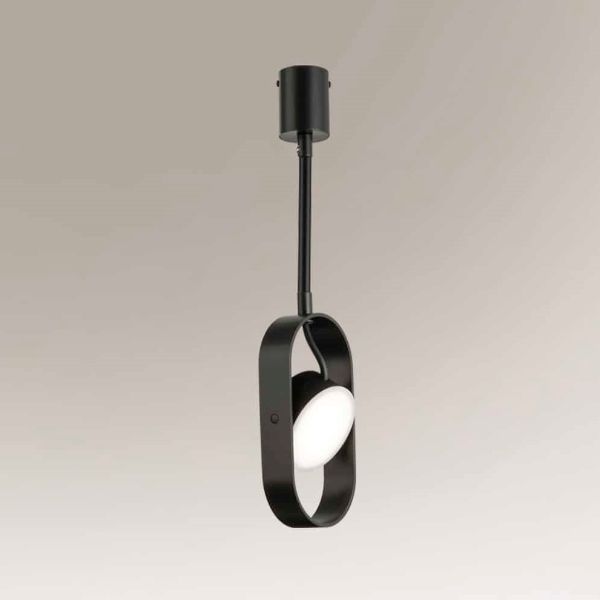 Czarna, regulowana lampa sufitowa Furoku w kompaktowym rozmiarze