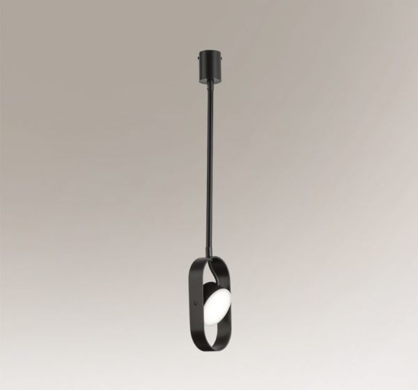 Czarna wisząca lampa Furoku z regulowanym kloszem i oświetleniem LED