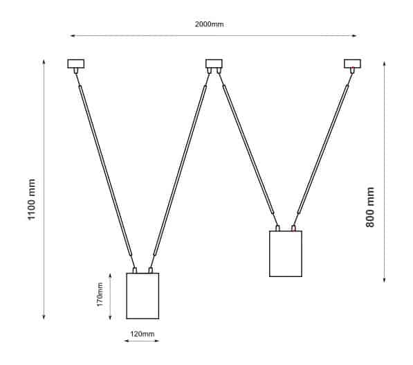 Nowoczesna czarna lampa wisząca Viwin z dwoma kloszami
