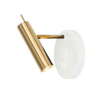 Biały kinkiet Amos ze złotym kloszem