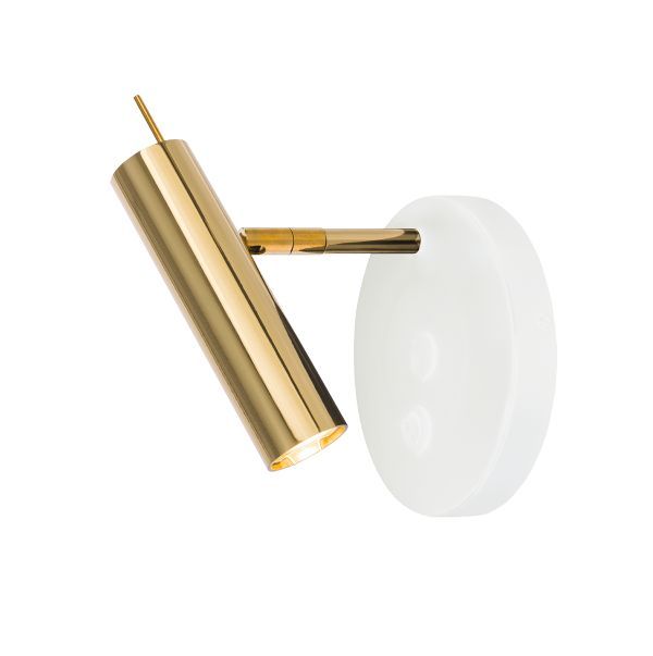 Biały kinkiet Amos ze złotym kloszem