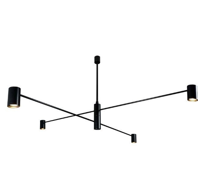Lampa sufitowa Dakata z czarnymi tubami i czterema źródłami światła