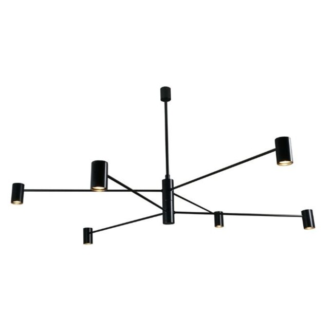 Nowoczesna czarna lampa sufitowa Dakata z sześcioma tubami