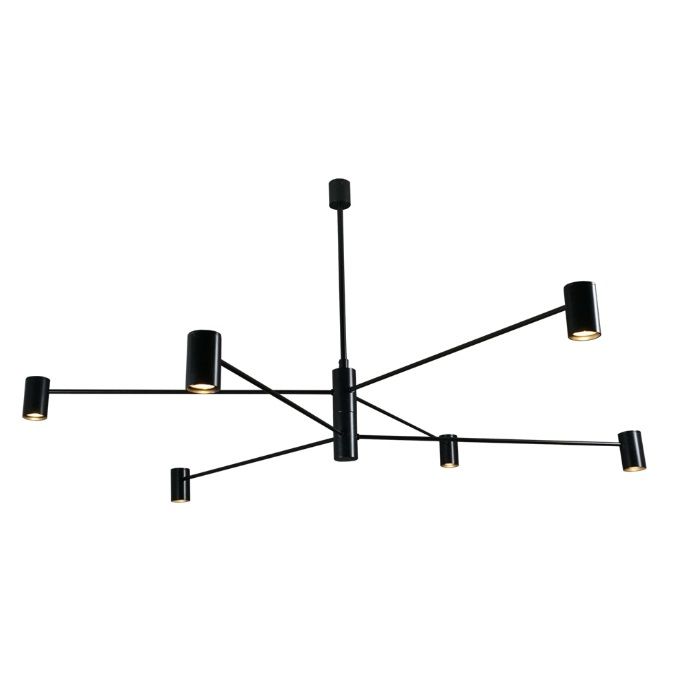 Nowoczesna czarna lampa sufitowa Dakata z sześcioma tubami