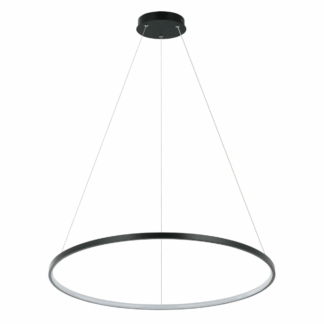 Czarna wisząca lampa LED Ring o średnicy 66 cm z możliwością zmiany barwy światła na 3000K lub 4000K