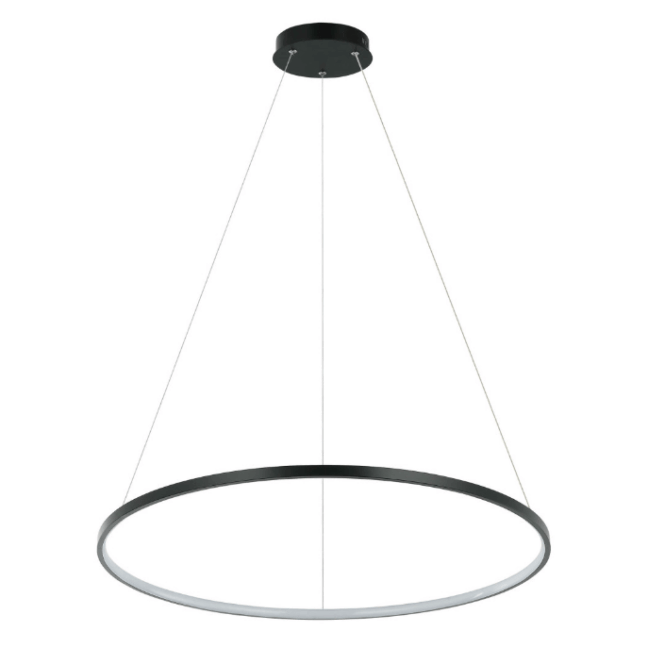 Czarna wisząca lampa LED Ring o średnicy 66 cm z możliwością zmiany barwy światła na 3000K lub 4000K