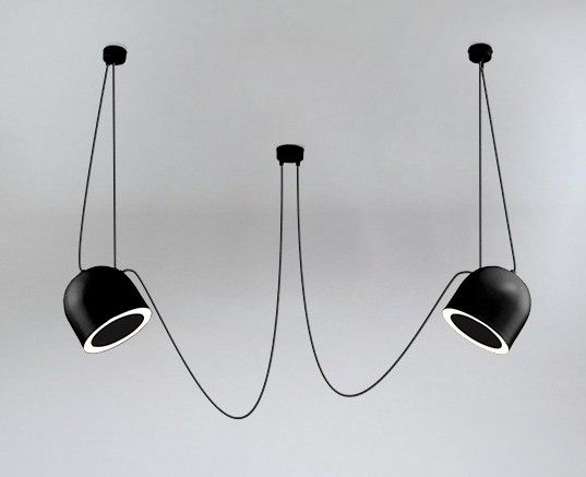 Wisząca lampa Dobo w czarnym kolorze z dwoma efektownymi kloszami