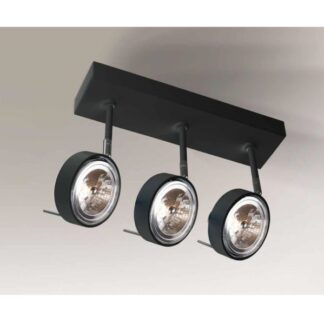 Czarny sufitowy reflektor Fussa z trzema źródłami światła
