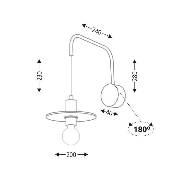 Czarny kinkiet Ikeda z regulowanym ramieniem
