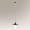Wisząca lampa Ikeda w kolorze czarnym o metalowym, dyskowatym kształcie