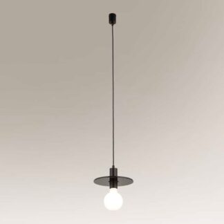 Wisząca lampa Ikeda w kolorze czarnym o metalowym, dyskowatym kształcie